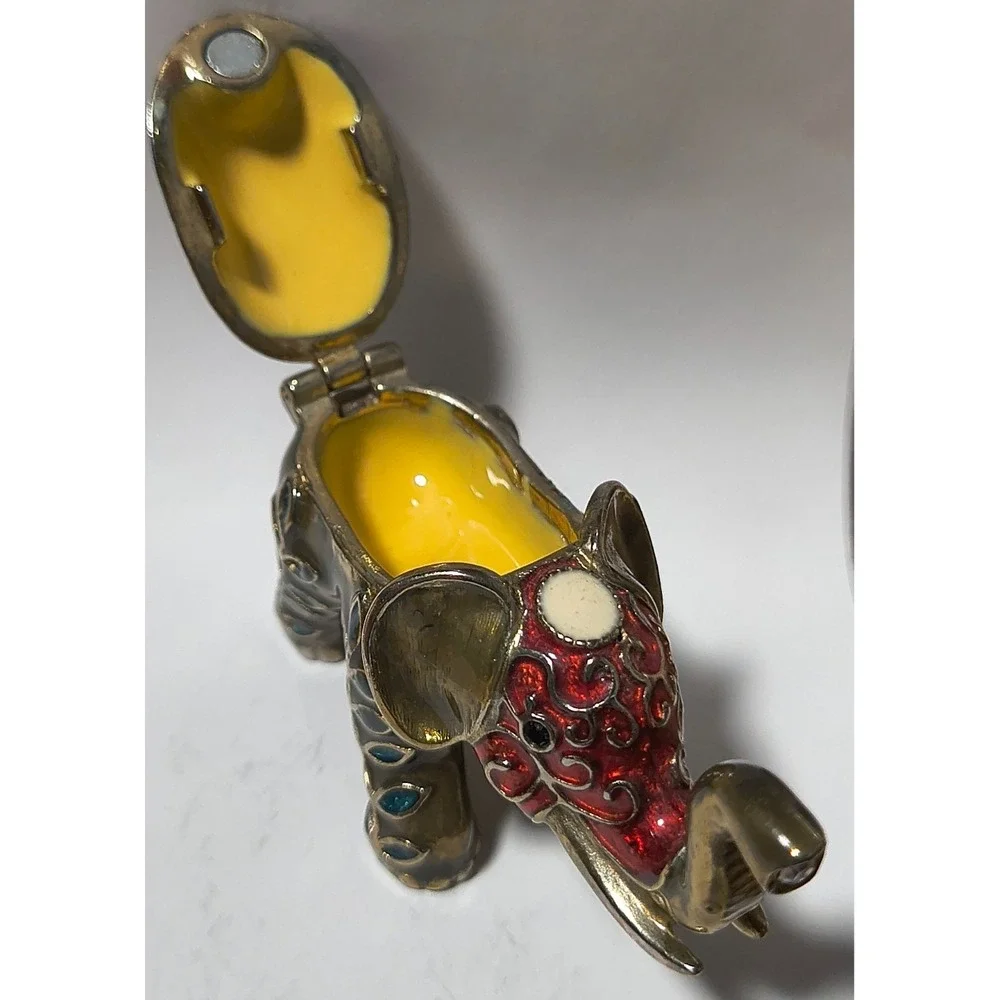 Trinket Elephant Box Magnetic Closure, Multicolor Rhinestones, 2.5